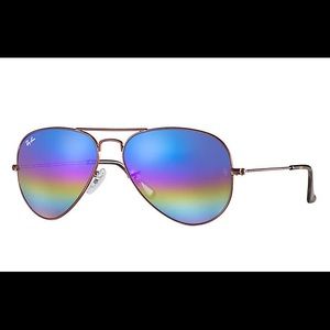 Authentic Aviator Ray Ban Rainbow Flash Lenses